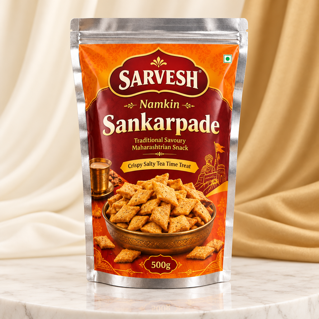 SARVESH Namkin Sankarpade Pack Of 500gm Traditional Savoury Maharashtrian Snack Crispy Salty Tea Time Treat