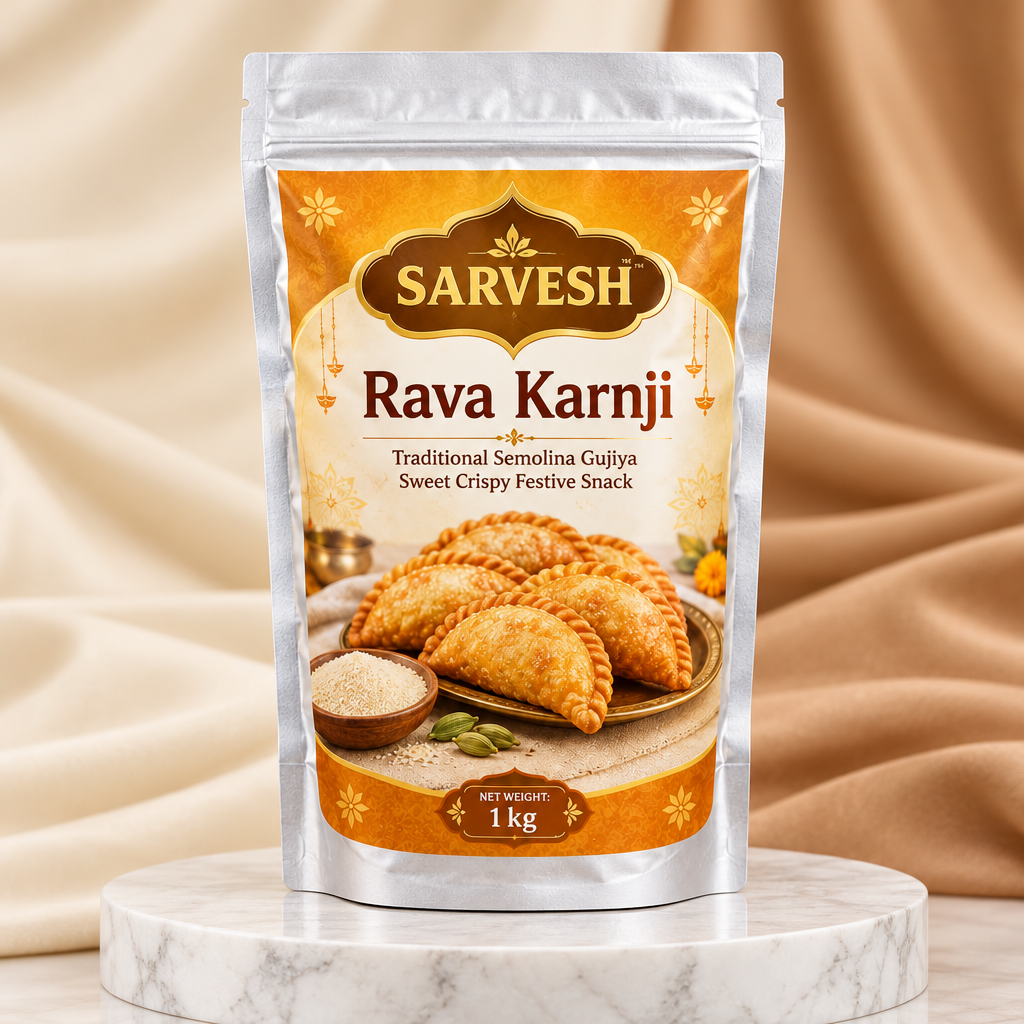 SARVESH Rava Karnji Pack Of 1kg Traditional Semolina Gujiya Sweet Crispy Festive Snack Authentic Taste