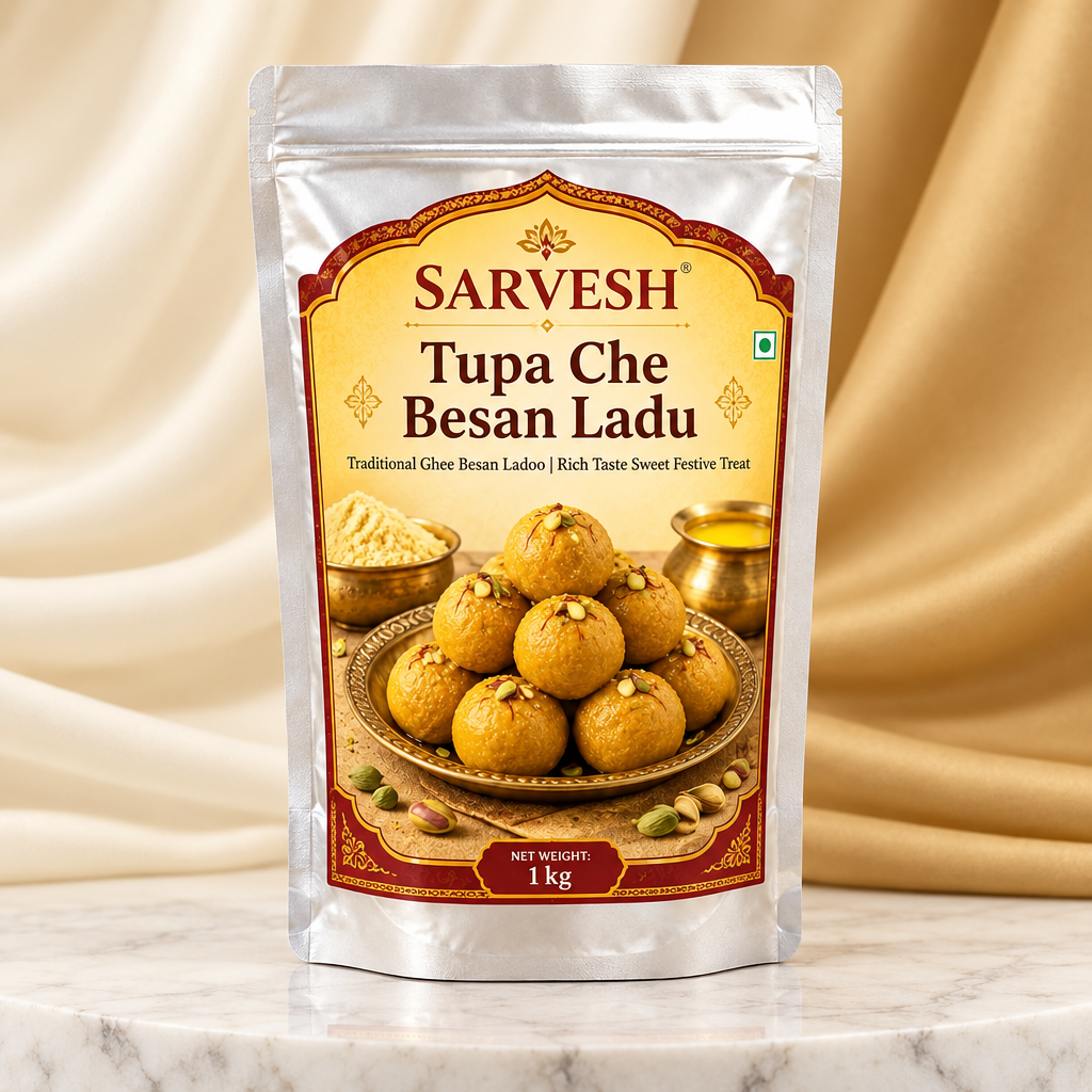 SARVESH Tupa Che Besan Ladu Pack Of 1kg Traditional Ghee Besan Ladoo Rich Taste Sweet Festive Treat