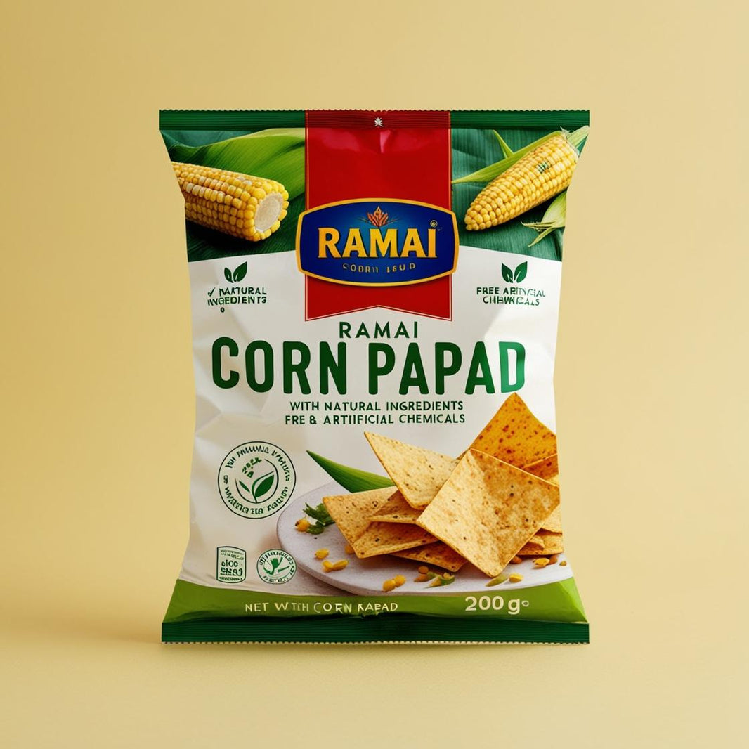 RAMAI Corn(Makai) papad, Made By Natural Ingredients, No Artificial Chemical, Pack of 200 gms