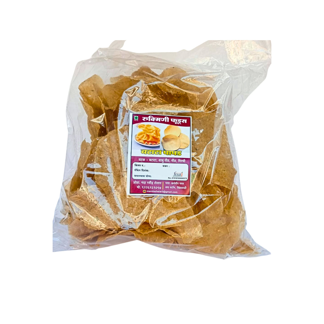 RUKMINI PAPAD UDYOG, Potato Papad, Vaibhav Laxmi SHG, Natural Ingredients, No Artificial Essence, Pack of 500 gm