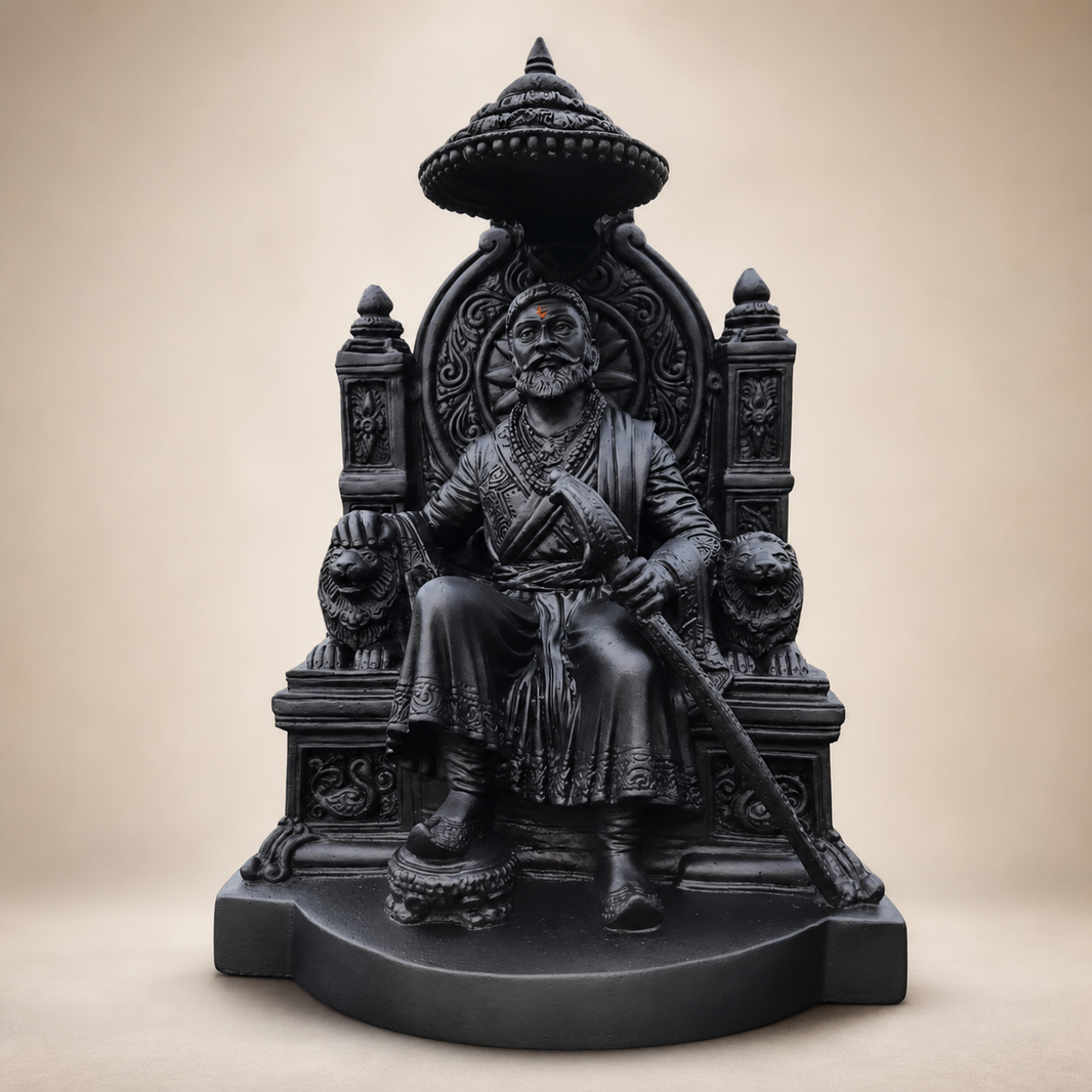 SADARAM Chhatrapati Shivaji Maharaj Murti 10 Inch Handcrafted Clay Idol Made by SHG Women Pack of 1