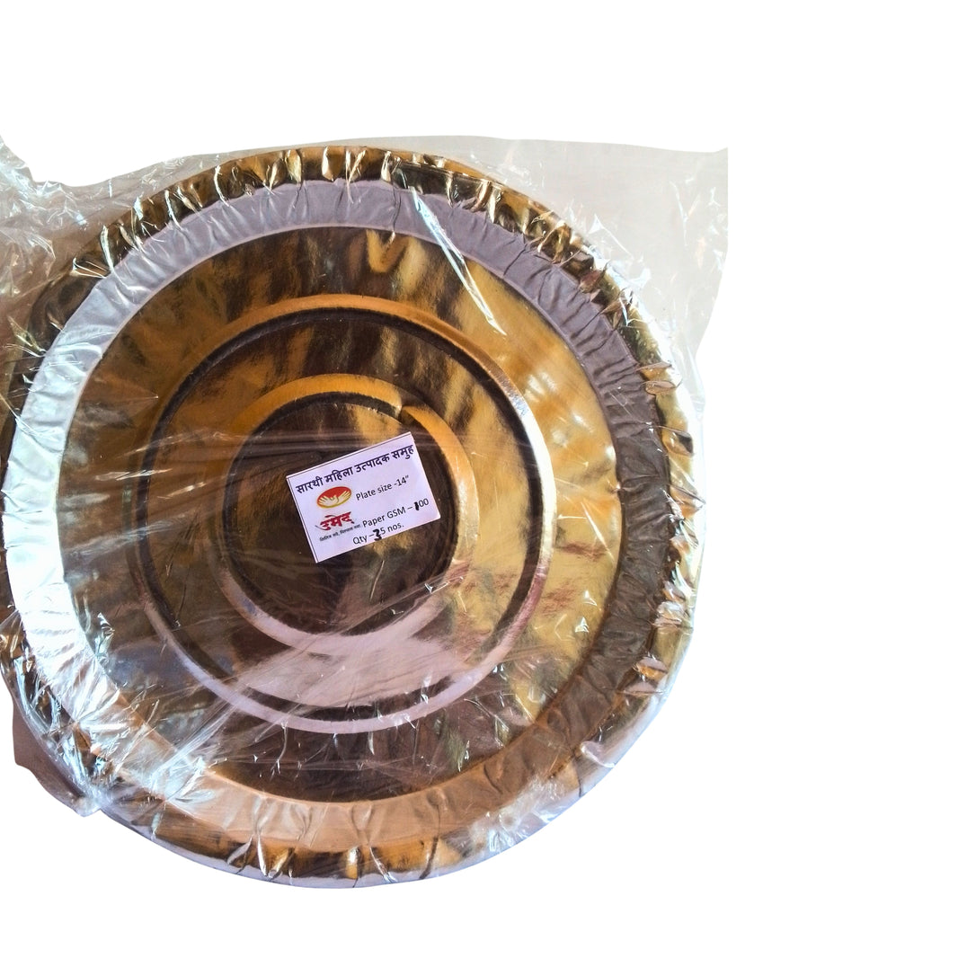 SARTHI, Silver Designer Patravali, Disposable Plates Made With Sustainable Material, Local Craftsmanship, Pack of 100 Pieces
