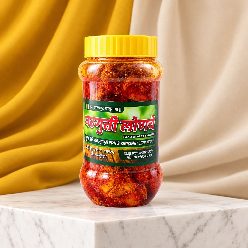GHARGUTI Mango Pickle, Natural Ingredients, No Artificial Colour, Shree Sadguru Balumama SHG, Pack of 500 gm