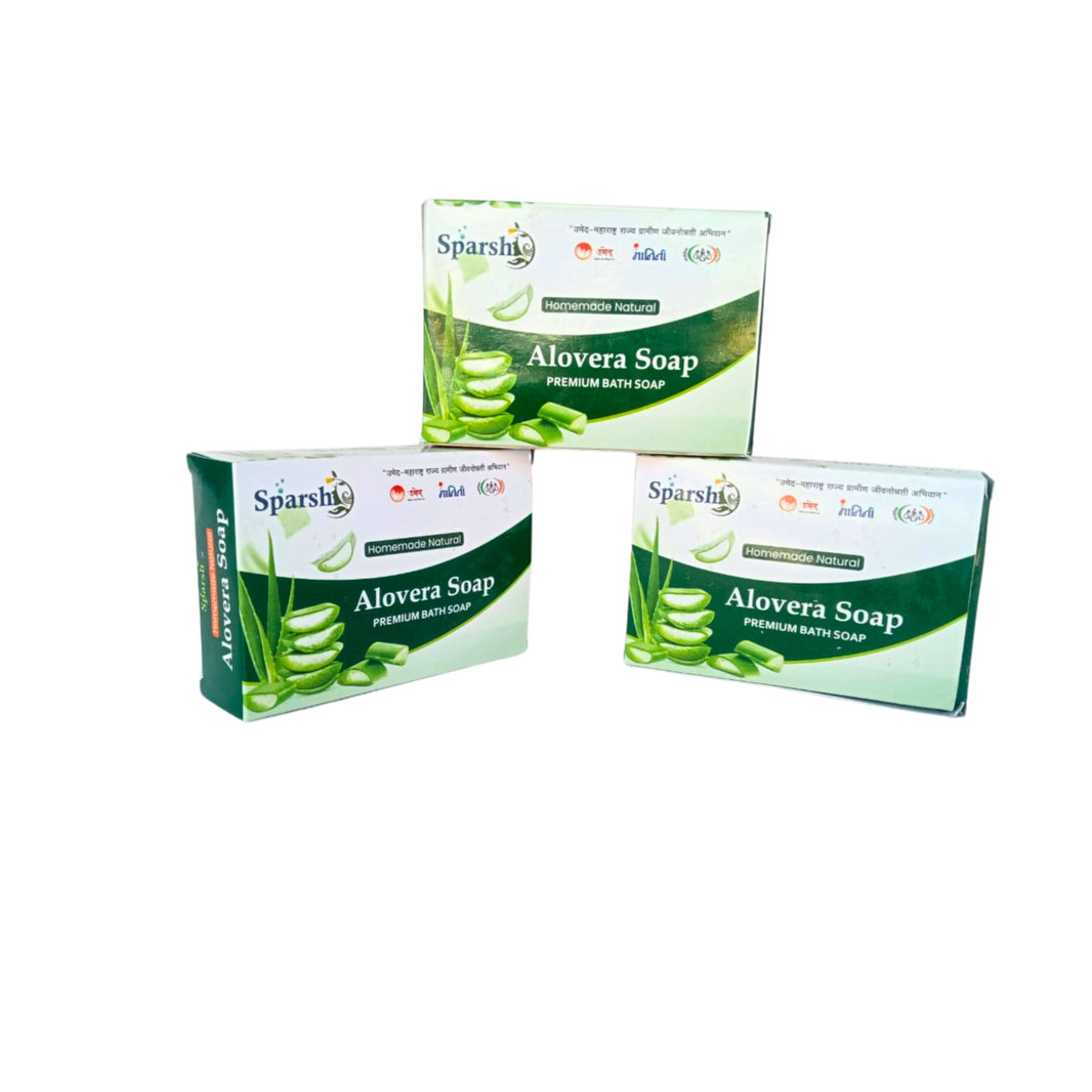 SPARSHAleovera Soap, Made By Natural Ingredients, Gautami SHG, No Artificial Chemical, Homemade Soap, Paraben Free, Sulphate Free, Pack of 75 gms