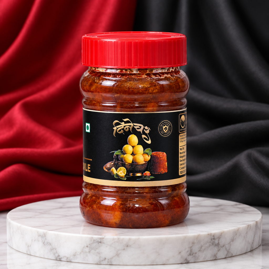 DINATURE, Lemon Pickle, Sweet, Tangy Healthy, Handmade Pickle, Natural Ingredient, No Artificial Essence, Pack of 200 gm