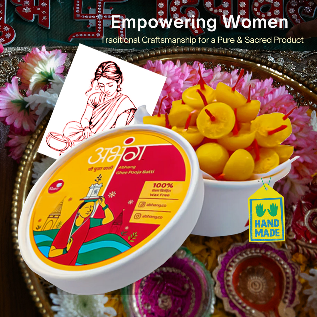ABHANG Ghee Wati Diya,100% Wax Free, Made by Cow Ghee, Pack of 35 pieces