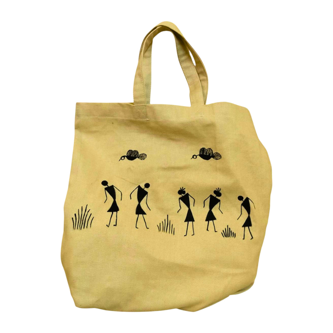 Bharari CMRC, Warli Painting Utility Bag, Handmade Tribal Art, Pack of 1,