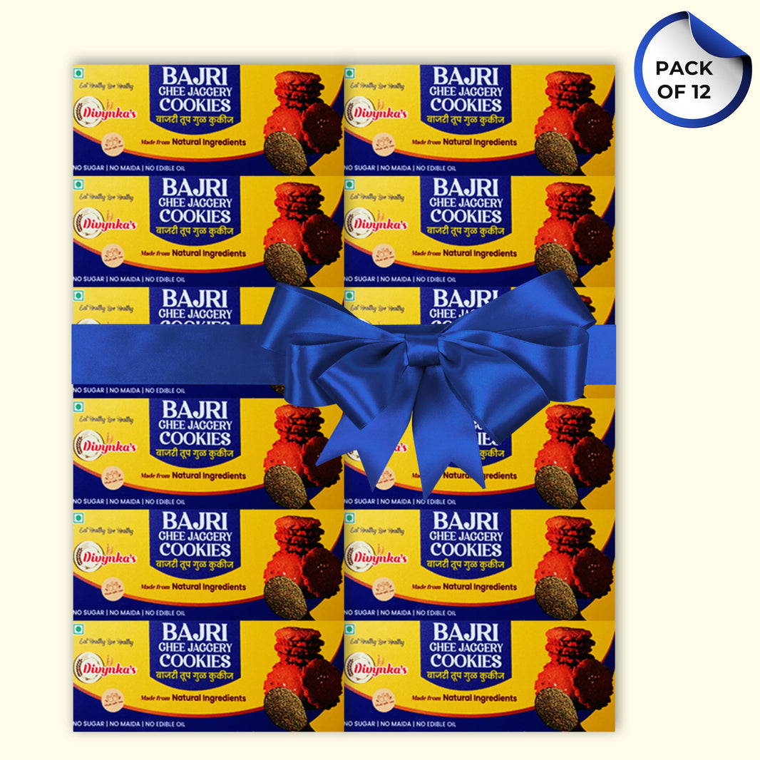 DIVYNKA Bajri Cookies – Handcrafted Cookies with Natural Jaggery, Pack of 12, No Maida, No Artificial colour, Pack of 100 gm