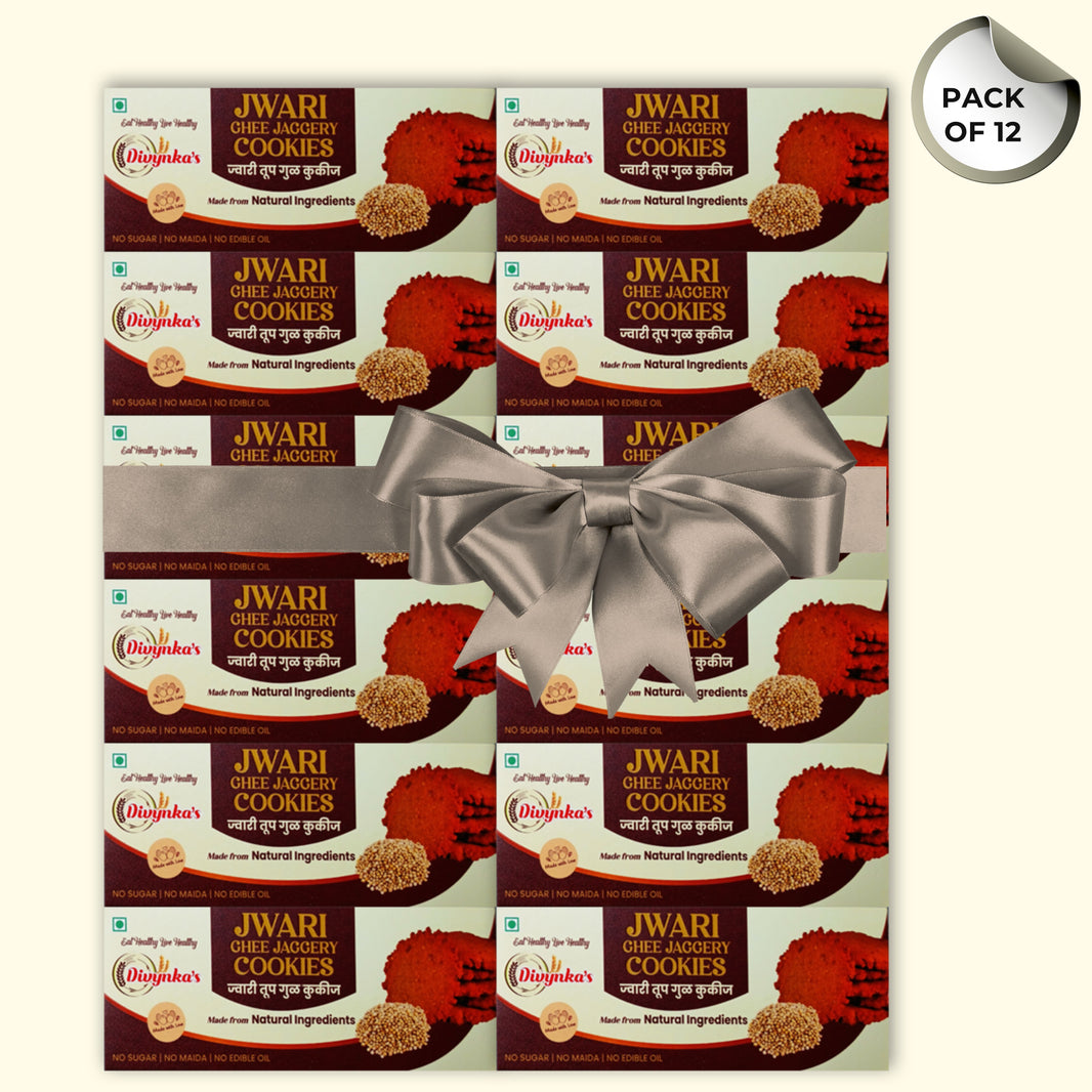 DIVYNKA Jawari Cookies – Healthy, Pack of 12, Handcrafted Cookies with Organic Jaggery, No Maida, No Artificial colour, Pack of 100 gm