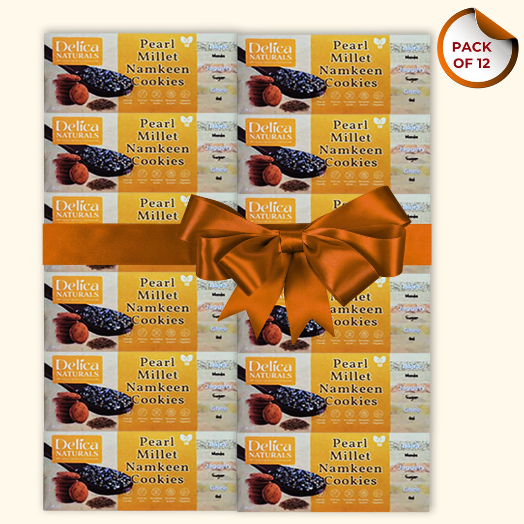 DELICA NATURALS Bajra Namkeen Cookies, Pack of 12, Stri Shakti SHG, Made by Jaggery & Ghee, No Maida, No Sugar, Pack of 100 gm