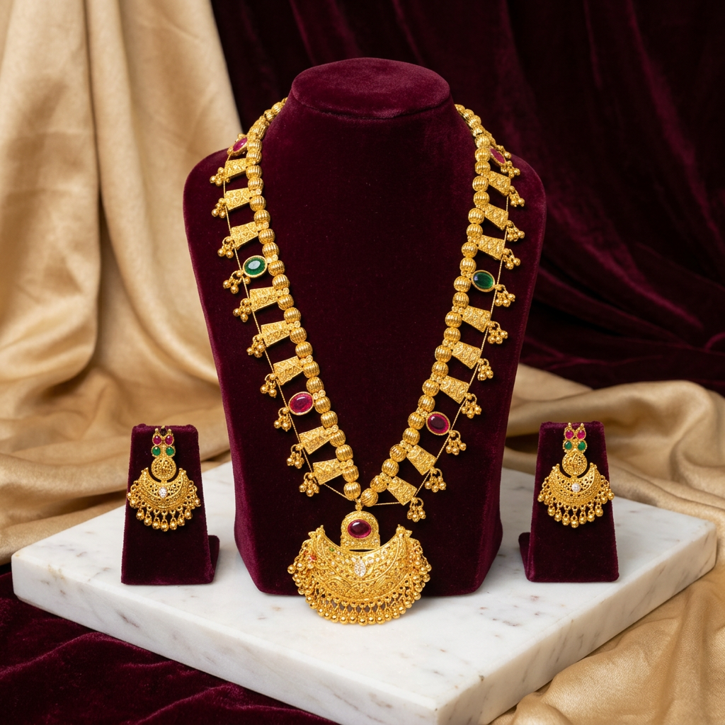 EKTA HANDMADE JEWELLERY Handmade Lakshmi Har Artificial Necklace Set Pack of 1 Piece Traditional Pearl Elegant Lightweight Cultural Goddess Crafted Festive Wedding Wear Design