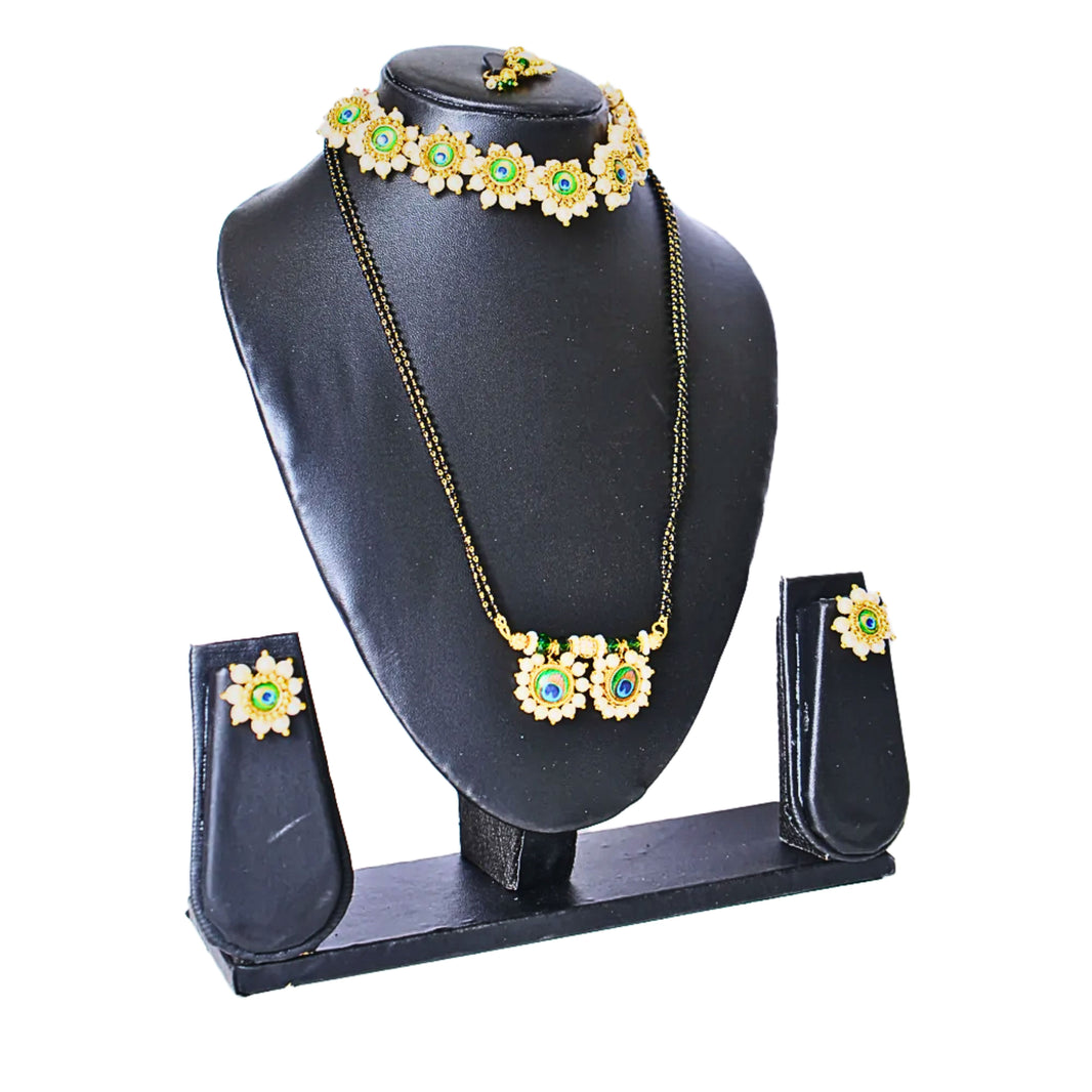 EKTA HANDMADE JEWELLERY Handmade Morpis Mangalsutra Artificial Necklace Pack of 1 Piece Traditional Elegant Lightweight Cultural Pearl Beaded Durable Artisan Crafted Festive Daily Wear Design