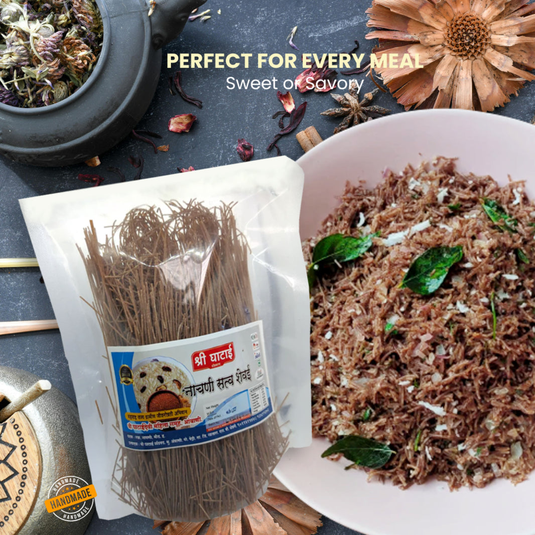 GHATAIDEVI SHG, Ragi Shevai, Pack of 4, No Maida Made By Natural Ingredients, Pack of 200 gm