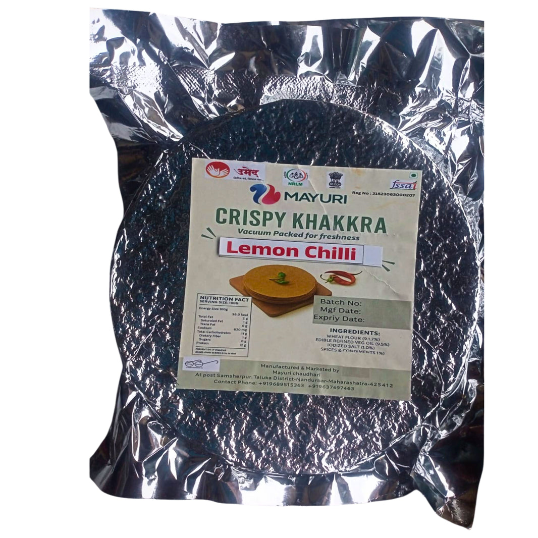 Jay Ambe SHG Lemon Chilli Khakhra – Organic, No Artificial Color | 100% Pure & Chemical Free | Nandurbar | 200 gm
