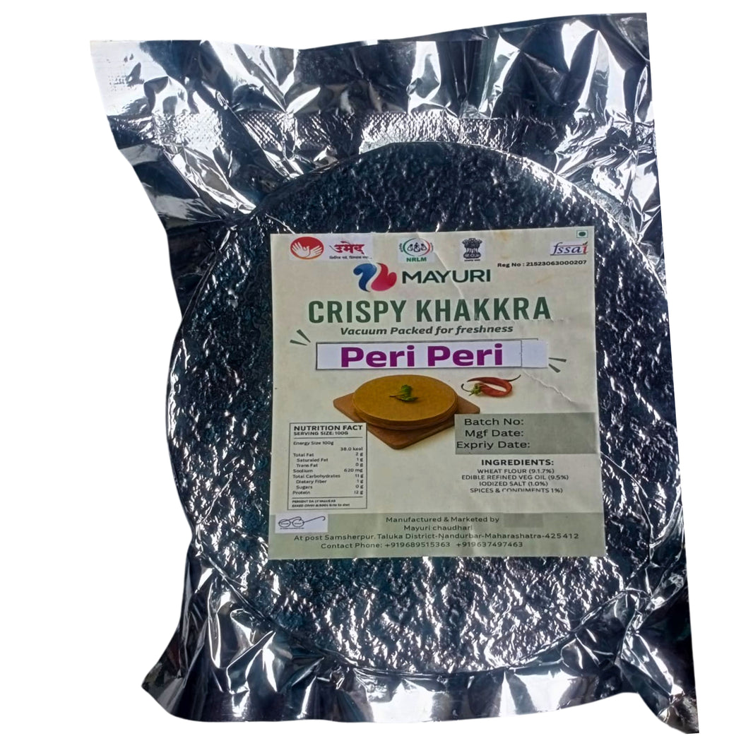Jay Ambe SHG Peri Peri Masala Khakhra – Organic, No Artificial Color | 100% Pure & Chemical Free | Nandurbar | 200 gm