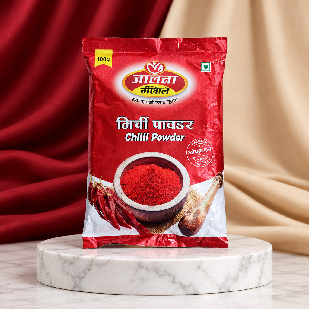 CHILLY Powder, Jalna Jivika Siddhivinayak Masala Manufacturing Group, Made By Natural Ingredients, No Artificial Chemical, Pack of 100 gm