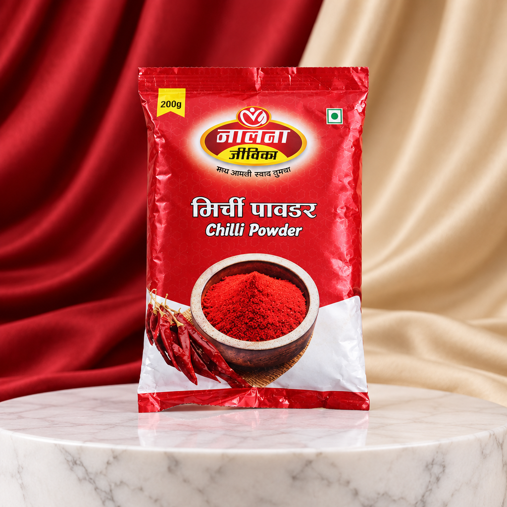 CHILLY Powder, Jalna Jivika Siddhivinayak Masala Manufacturing Group, Made By Natural Ingredients, No Artificial Chemical, Pack of 200 gm
