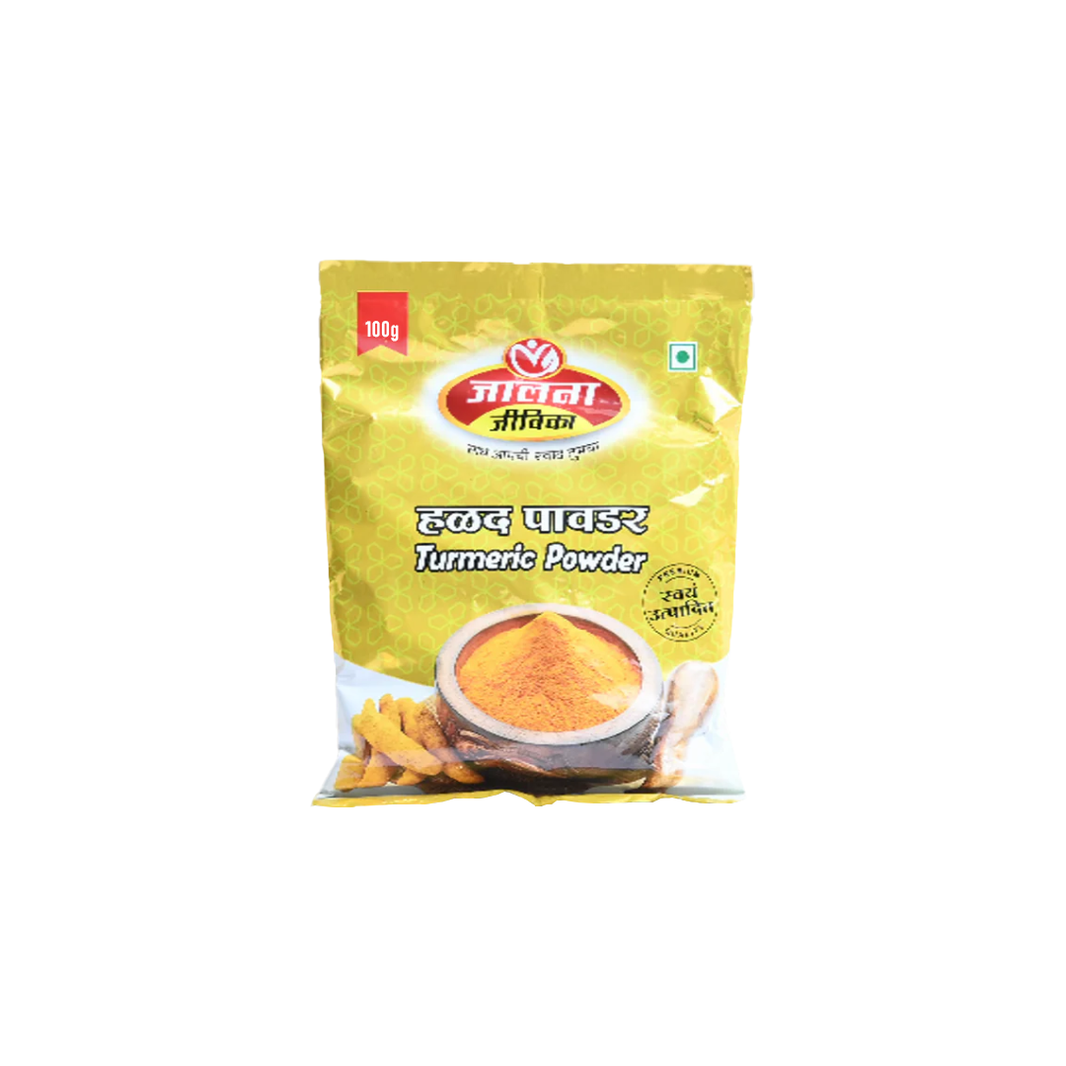 जालना जीविका ट्युमेरिक पावडर, प्रीमियम गुणवत्ता, नैसर्गिक, निरोगी, 100 ग्राम पॅक