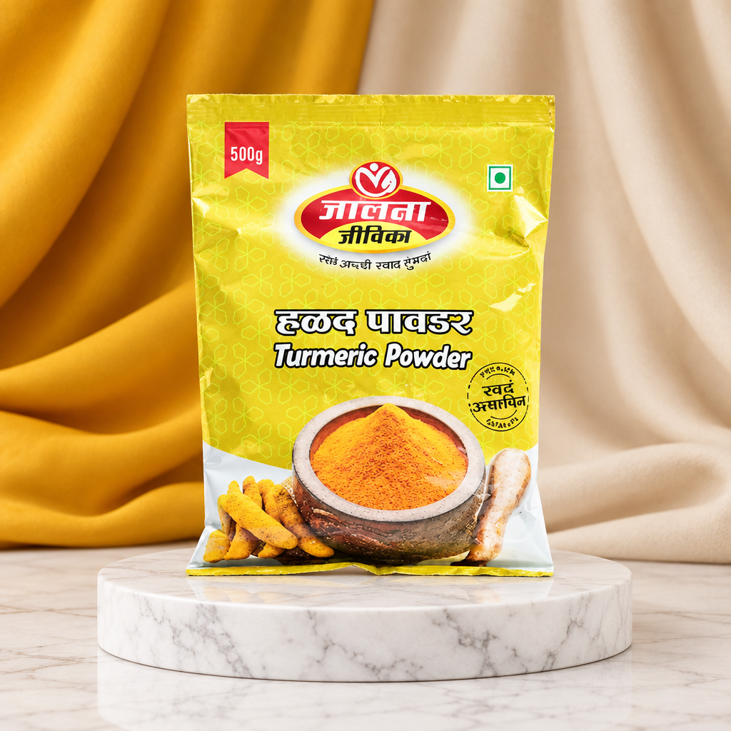 Jalna Jivika, Turmeric Powder, Premium Quality, Natural, Healthy, Pack of 500 gms