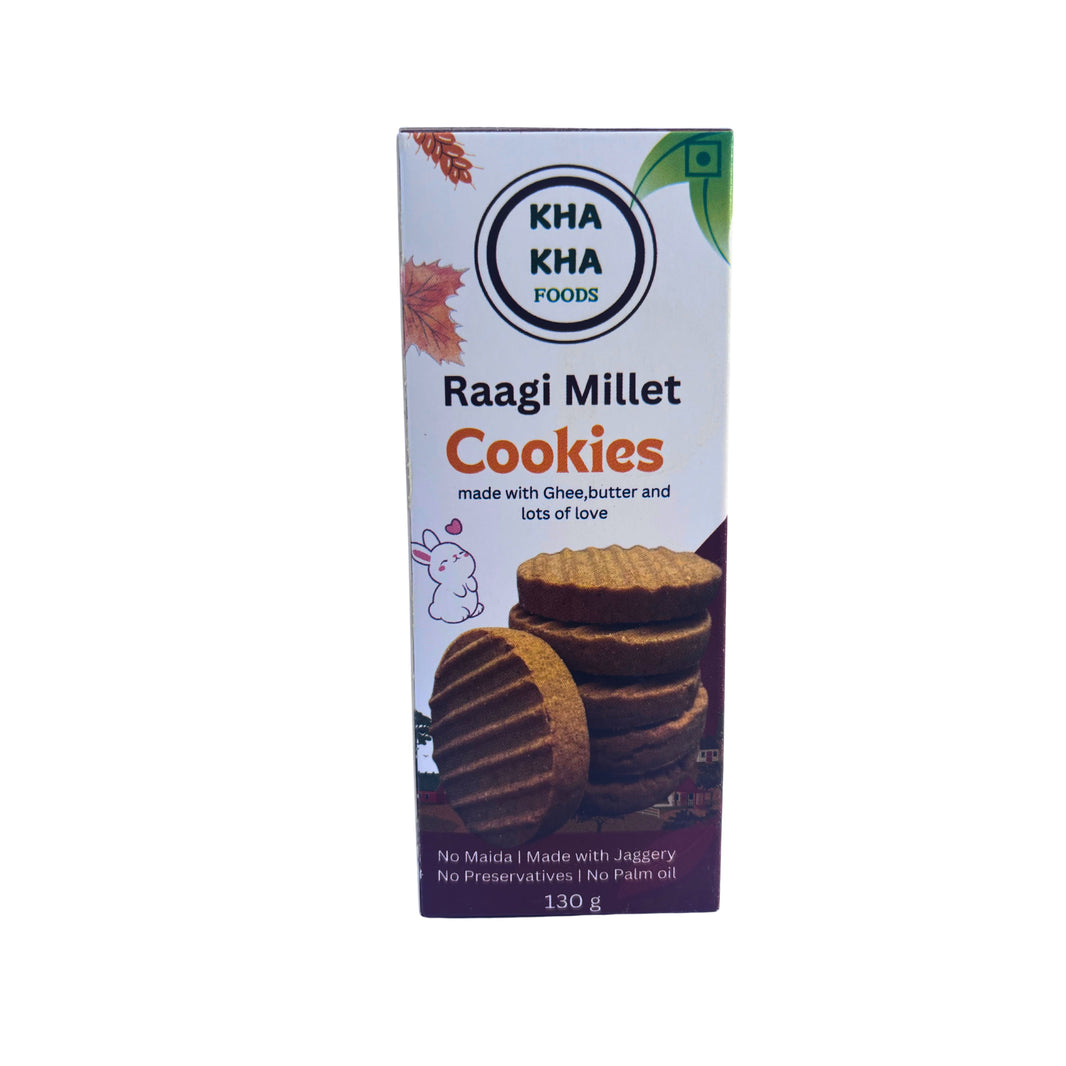 KHA KHA Foods, Nachani Millet Nachani Cookies, Made by Ghee, Jaggery, Dry Fruits, Seeds, No Maida, No Artificial colour, No Preservatives, Pack of 130 gm