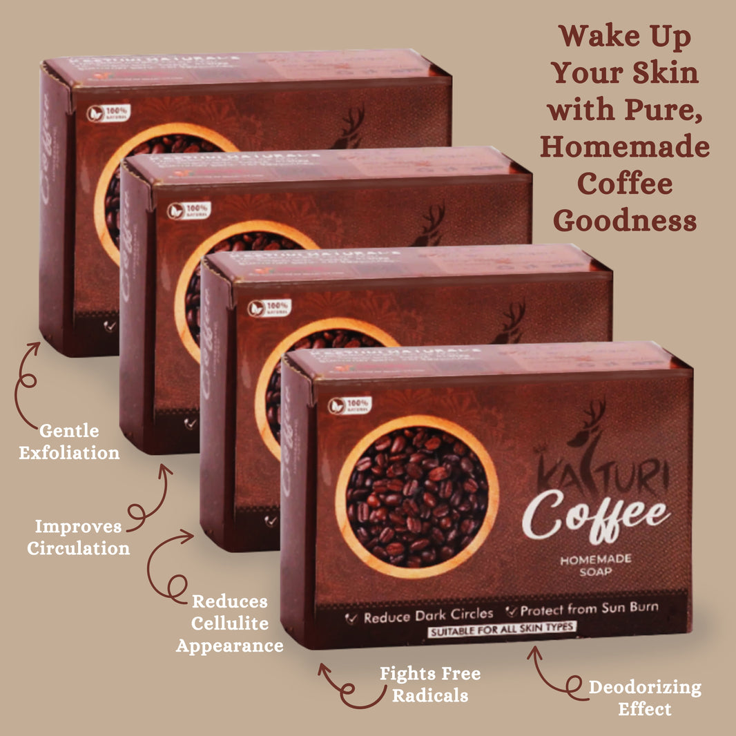 KASTURI Soap,Coffee, Pack of 4, Made By Natural Ingredients, No Artificial Chemical, Homemade Soap, Paraben Free, Sulphate Free, 100 gms each