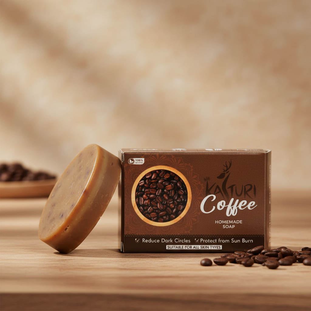 KASTURI Coffee Soap Handmade Bathing Bar Natural Ingredients No Artificial Chemicals Paraben Free Pack of 100 gm