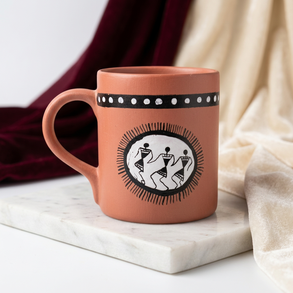 Nav Tejaswini Warli Unit FPO, Handcrafted Tea Cup, handmade traditional tea cup, pack of 1 piece