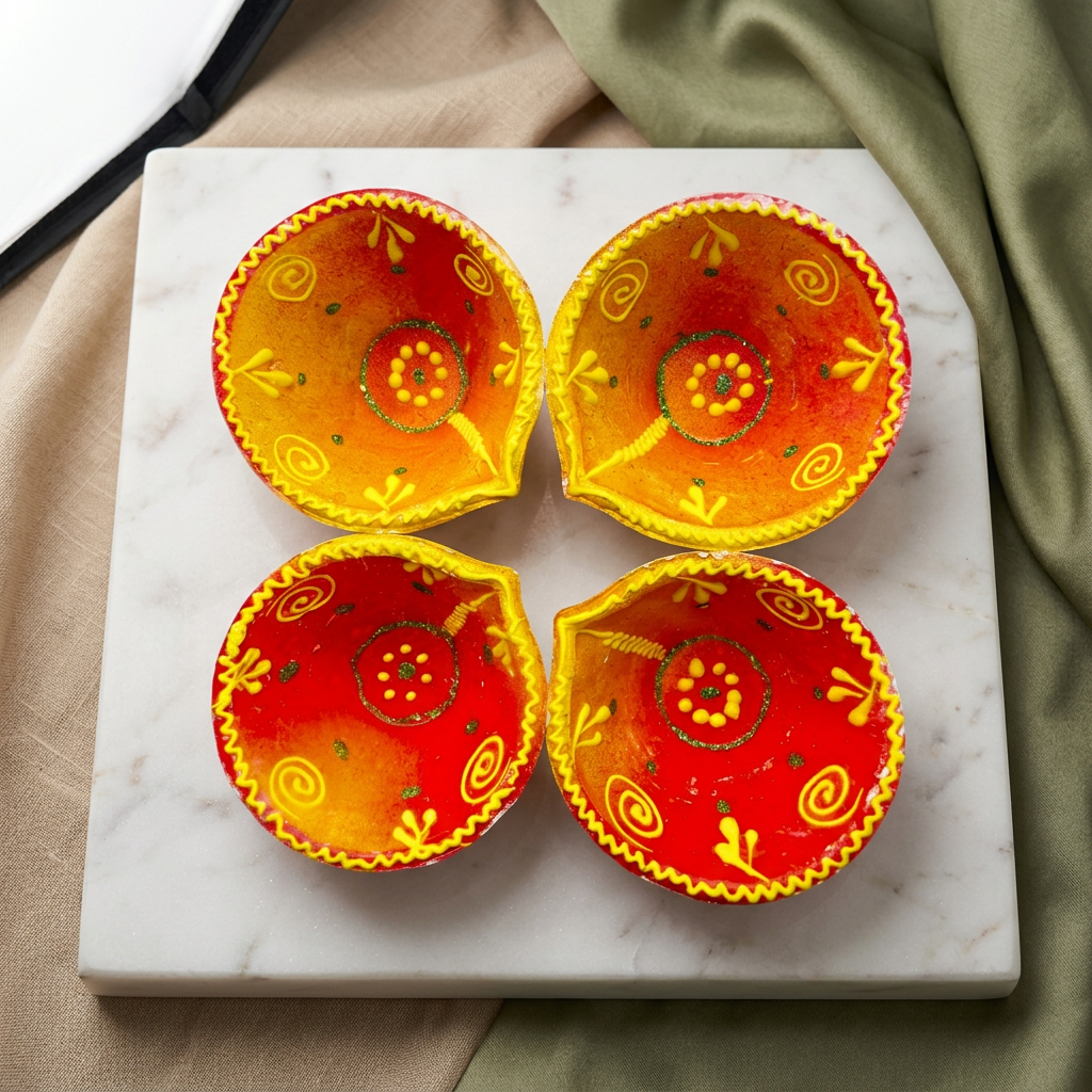 PRAGATI Traditional Clay Diya Handcrafted Earthen Lamp Made from Natural Soil Decorative Pooja Lighting Pack of 4 Pieces