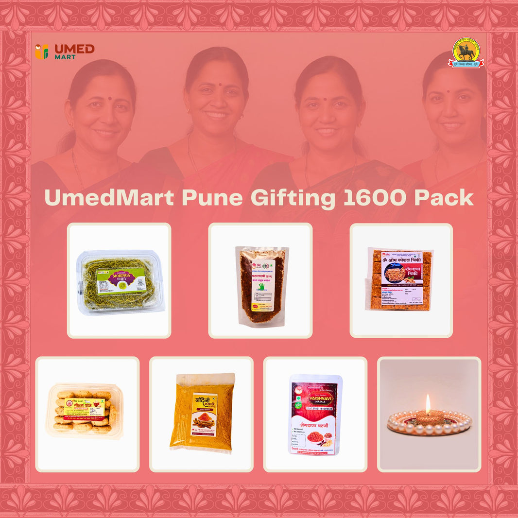 UmedMart - Gifting Combo Pack | Traditional, Natural & Handmade | Premium Festive Hamper with 8 Authentic Items & Decorative Candle Holder Pack Of 1600