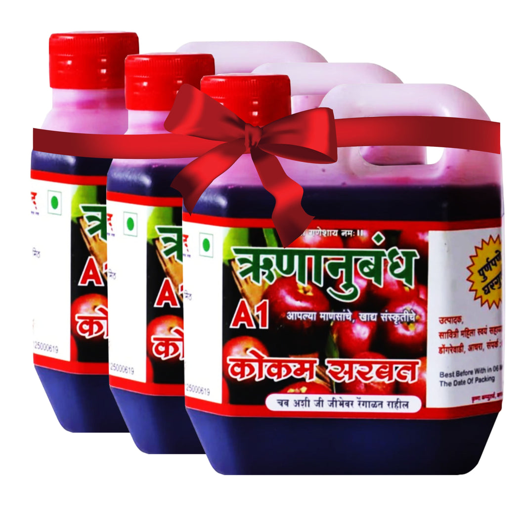 RUNANUBANDH Kokam Sharbat, Pack of 3, Natural Ingredients, No Artificial Essence, 500 ml