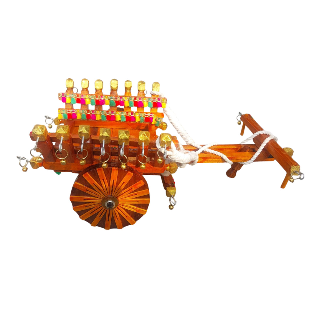 SANDAN VALLY Handcrafted Bull Cart Copper Accessories Premium Wooden Showpiece Small 900g