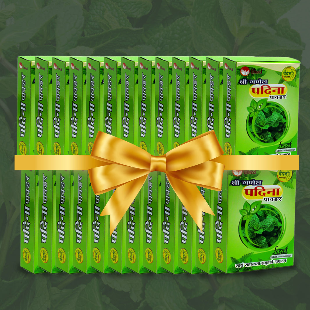 SHRI GANESH Pudina Powder, Pack of 25, Kumkum SHG, Made By Natural Ingredients, No Artificial Chemical, Pack of 40 gm