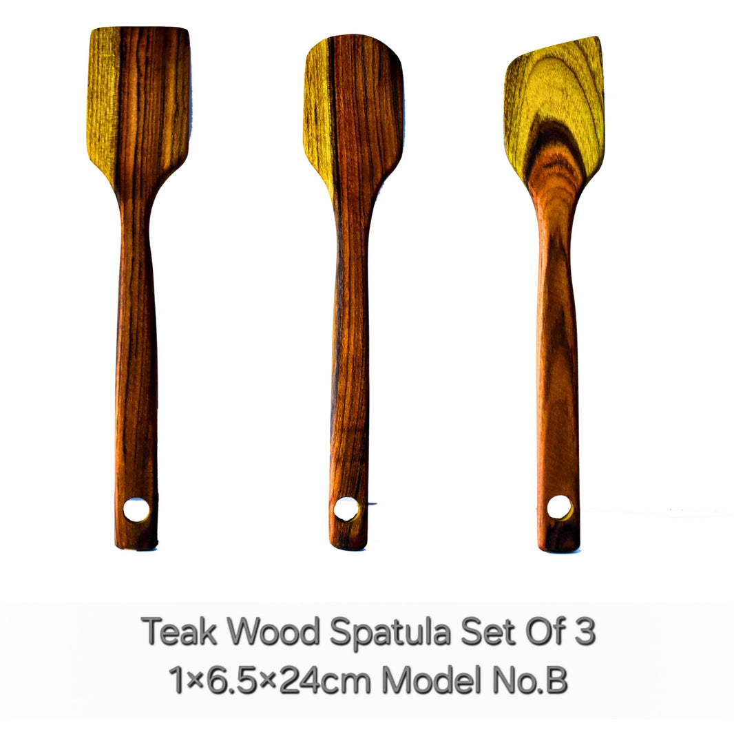 SHRUSHTI furniture Teak Wood spatula Set of 3 piece Strong, sturdy and made for everyday kitchen use pack of 3