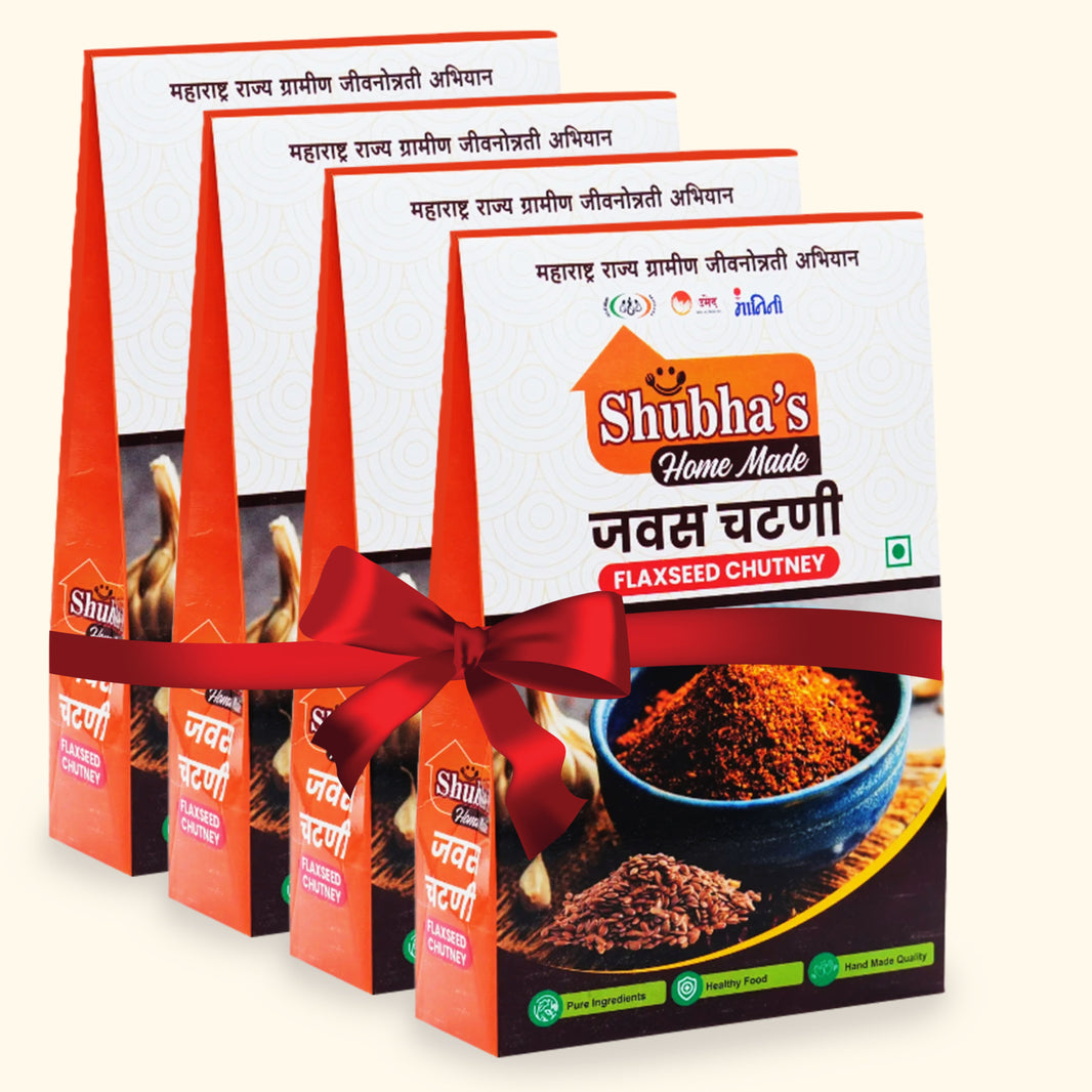 Shubhas Home Made Chutney, Javas, Karale, Shengdana & Kadipata, Combo Pack of 4, Natural Ingredients, Empower Rural Women, 100g Each, UmedMart