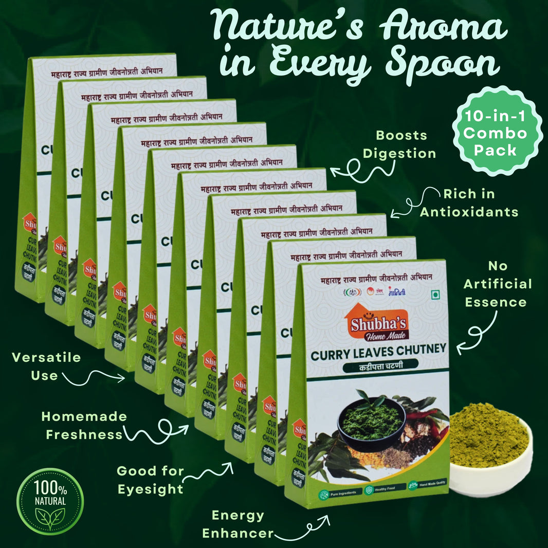Shubhas Home Made, Kadipata Chutney, Pack of 10, Vitahi SHG, Natural Ingredients, No Artificial Essence, Pack of 100 gm