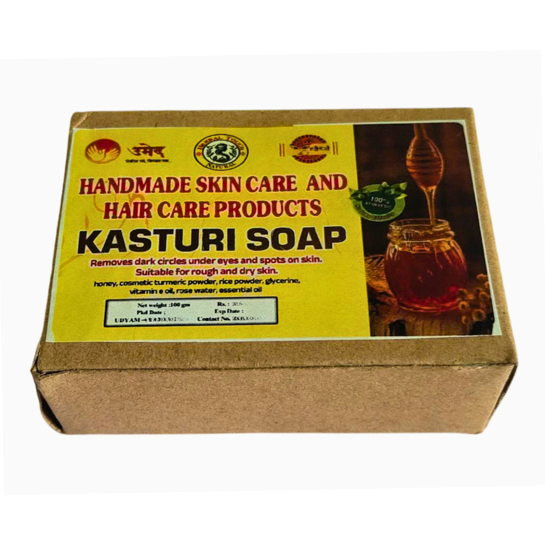 Shree Krupa SHG, Kasturi Soap for Dry Skin, naturally handmade herbal soap, pack of 100 gm
