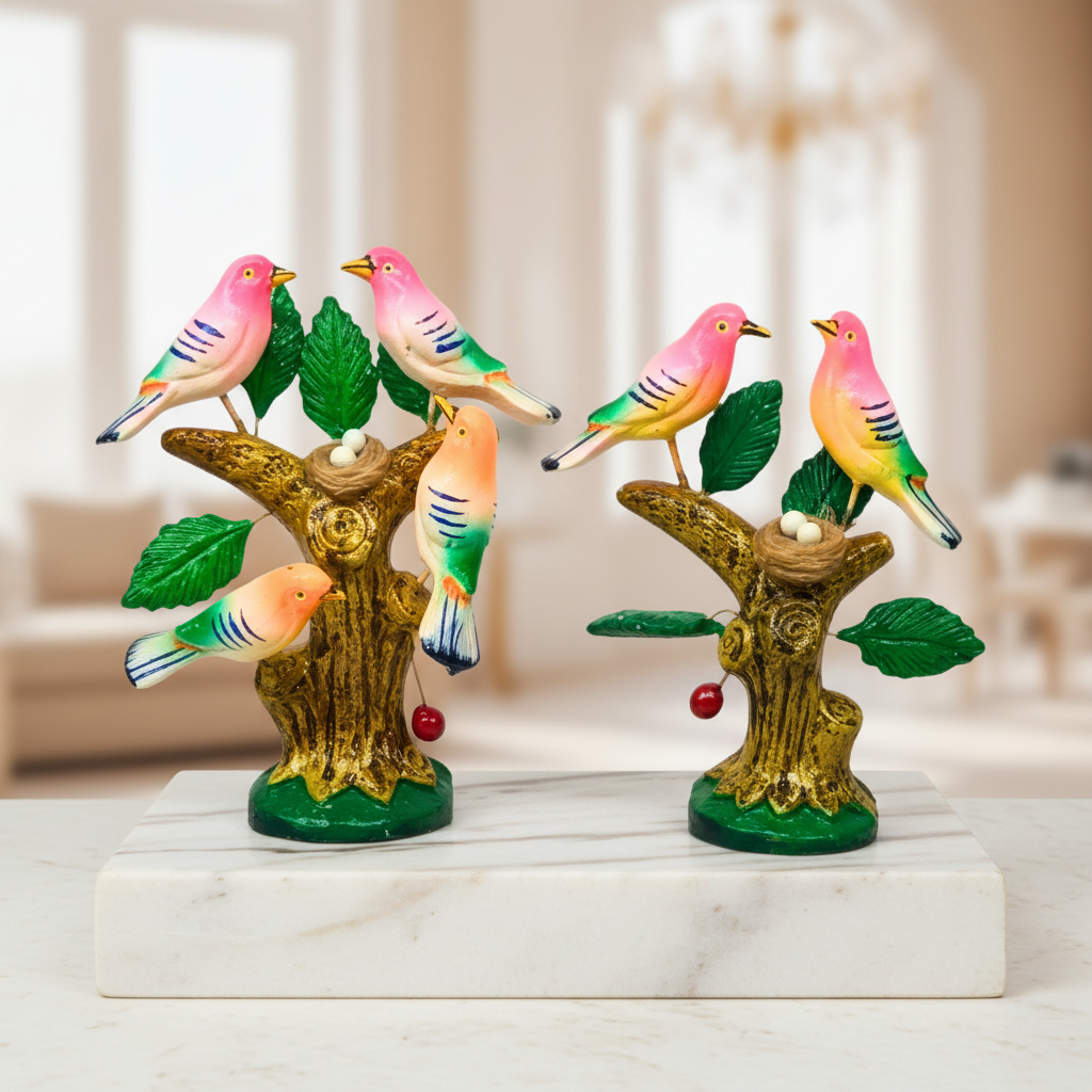 SADARAM Birds & Nest on Tree Handcrafted Clay Figurine