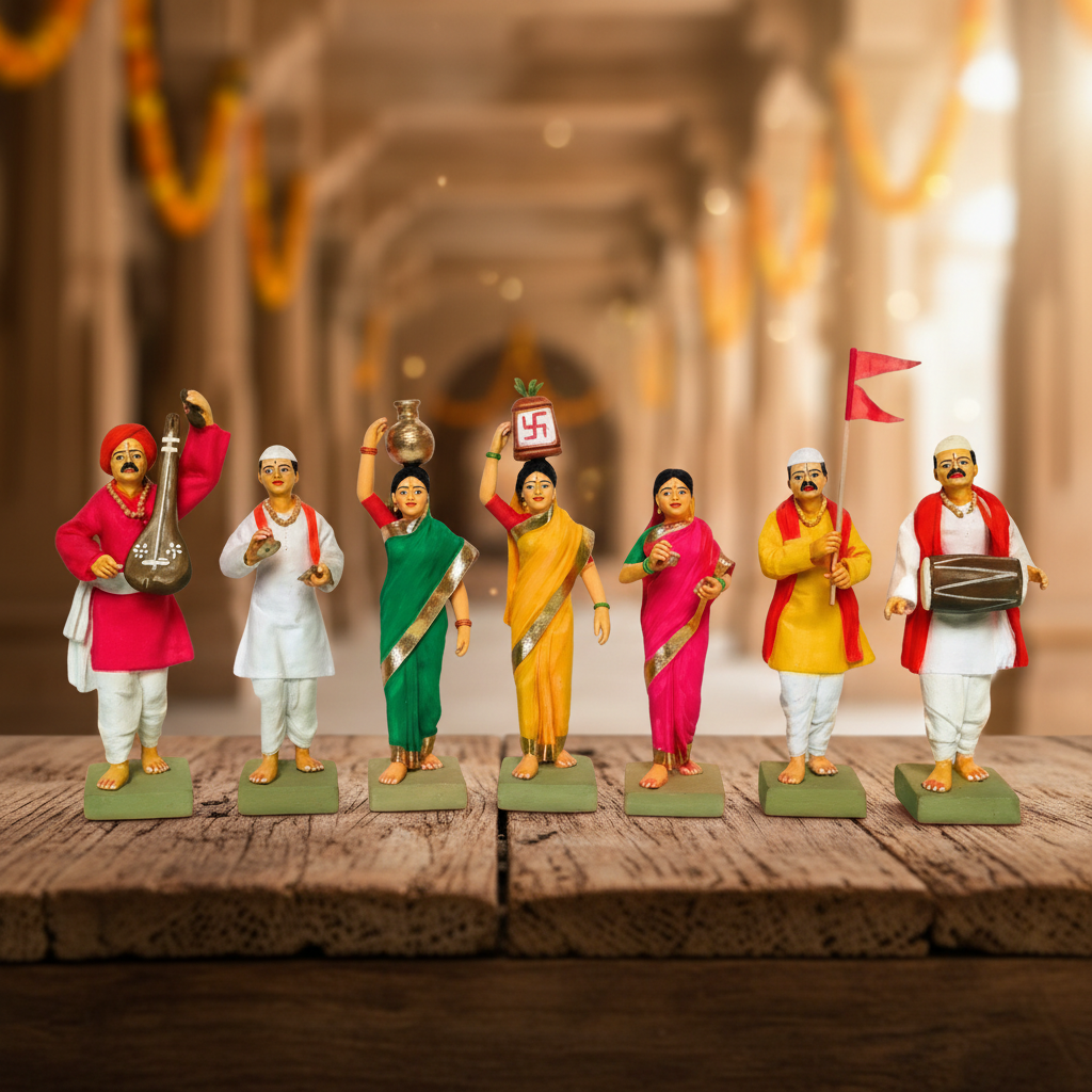 SHRI ART – Varkari Colour Handcrafted Figurines Vibrant Finish & Authentic Craft Pack of 8 Pieces