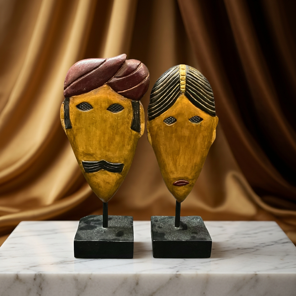 WOODEN ART Couple Face 01 Handcrafted Decorative Wooden Art Pack of 1 Piece