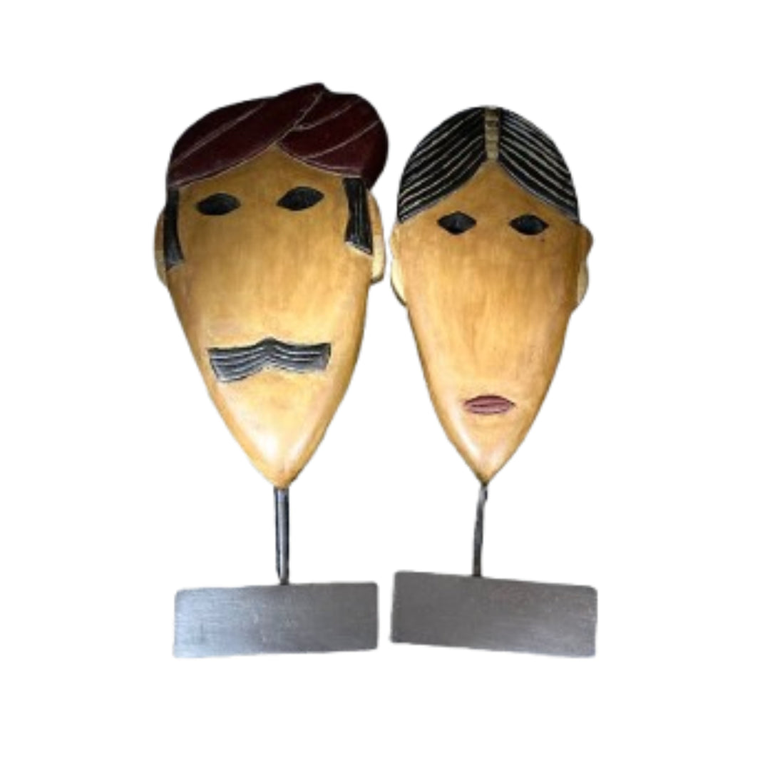 WOODEN ART COUPLE FACE 2, Handcraft By SHG Women, TRINETRA SHG, Pack Of 1