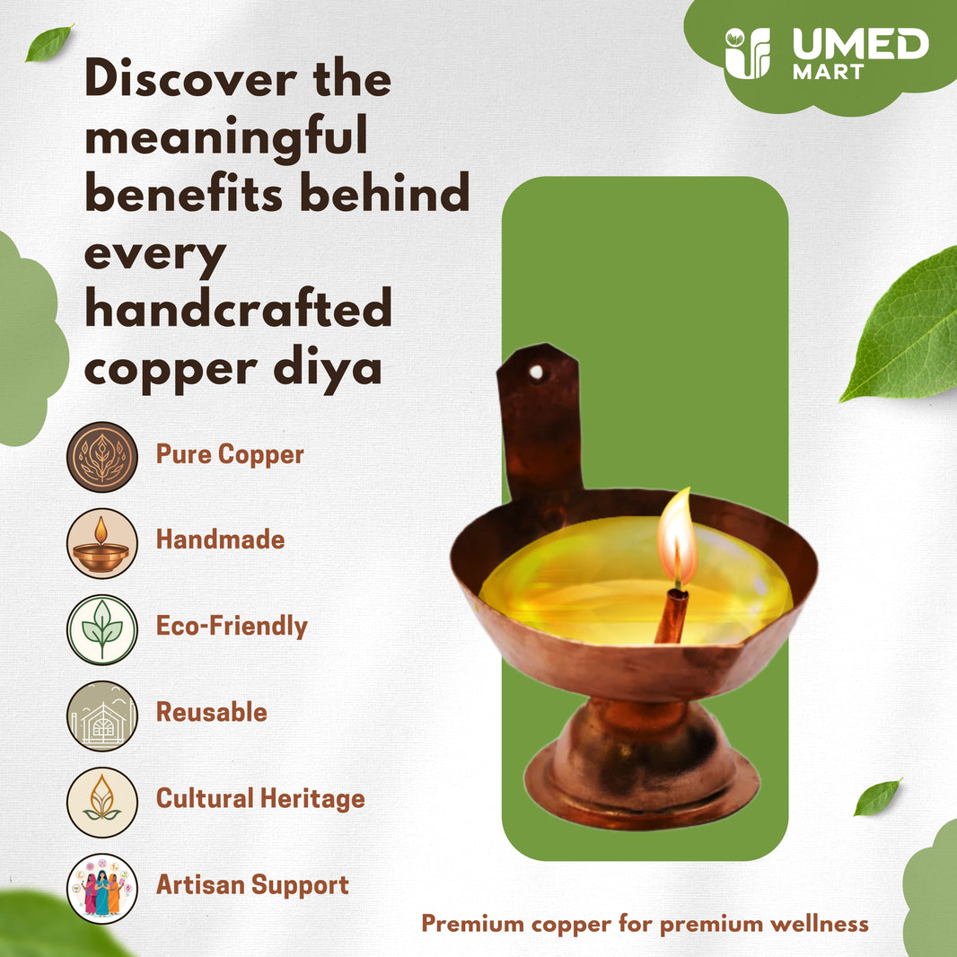 PRAGATI MAHILA, Copper Diya Decor, Local Craftsmanship, Pack of 1 no, Size no 1