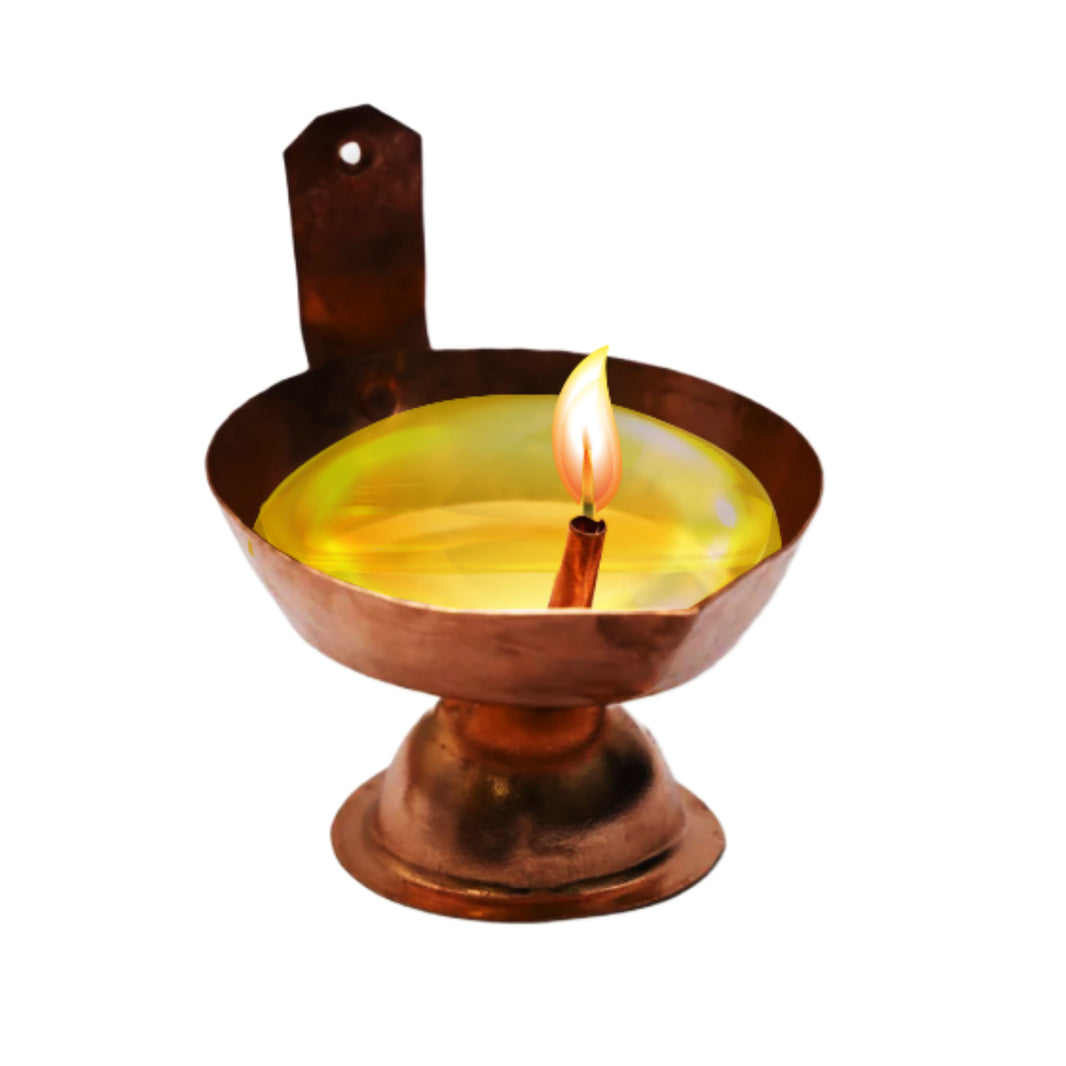 PRAGATI MAHILA, Copper Diya Decor, Local Craftsmanship, Pack of 1 no, Size no 1