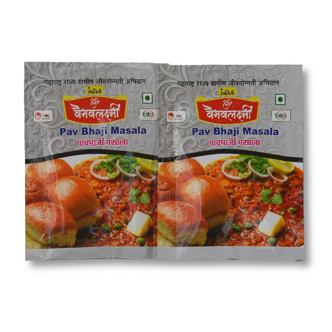 वैभवलक्ष्मी फूड्स, पाव भाजी पावडर, नैसर्गिक घटकांनी बनवलेले, कोणतेही कृत्रिम रसायन नाही, 10 ग्रॅमचा पॅक