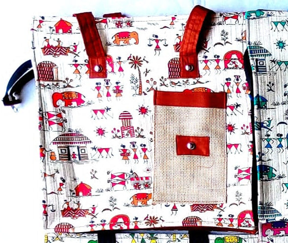 VEERBHADRA HANDMADE Warli Print One Pocket Bag Pack Of 1 Item Handcrafted Tribal Art Utility Shoulder Bag Stylish Durable Everyday Travel Essential