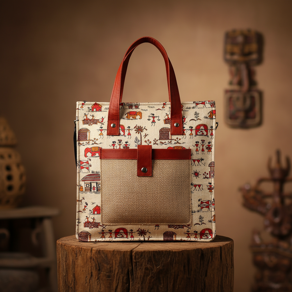 VEERBHADRA HANDMADE Warli Print One Side Bag Pack Of 1 Item Handcrafted Tribal Art Shoulder Bag Traditional Ethnic Stylish Everyday Travel Companion