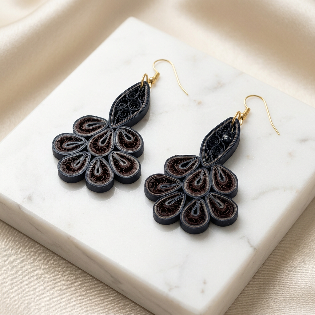 KAGDI KALA Royal Blue Delight Mayur Earrings Pack Of 1 Pair Handcrafted Paper Quilling Peacock Inspired Ethnic Jewellery Elegant Festive Fashion Collection