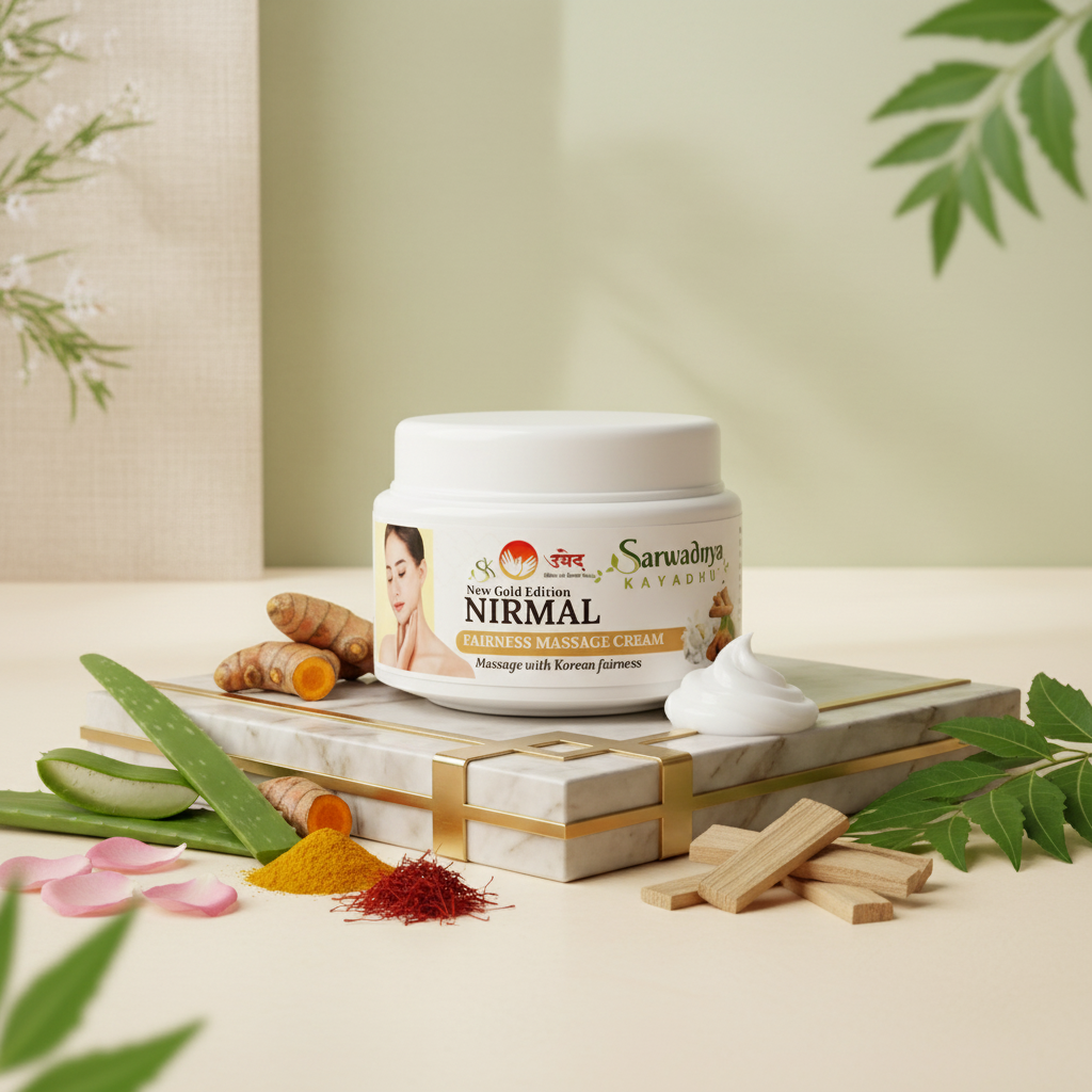 SARWADNYA Nirmal Massage Cream Herbal Skin Care Deep Moisturizing Removes Dead Skin Enhances Natural Glow Smooth Soft Skin Daily Use Pack Of 50g