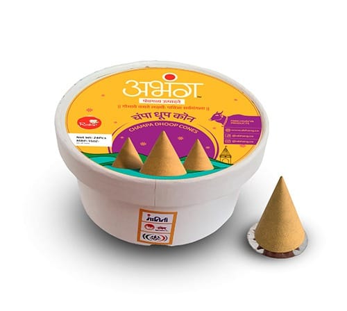 ABHANG Champa Dhoop Cones Charcoal Free Long Lasting Natural Fragrance Made By Cow Dung No Artificial Essence Premium Pack Of 24 Cones