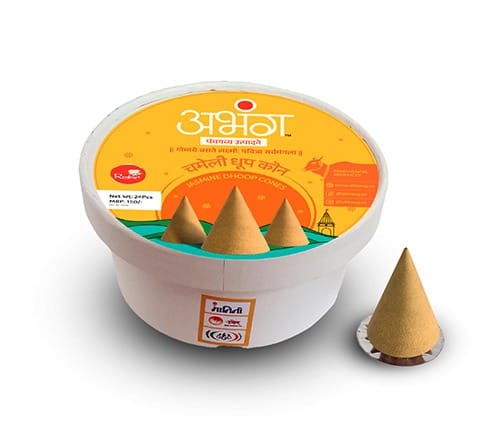 ABHANG Chameli Dhoop Cones Charcoal Free Long Lasting Natural Fragrance Made By Cow Dung No Artificial Essence Premium Pack Of 24 Cones